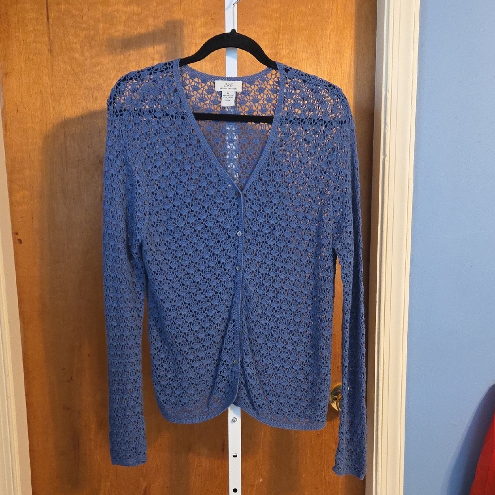 Brooks Brothers Blue Open-Knit Cardigan
